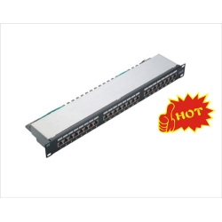 1U 19inch 24port(3*8) Shielded Patch Panel Cat.5e and Cat.6 type