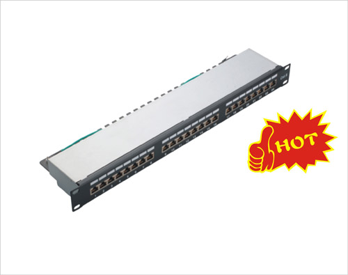 1U 19inch 24port(3*8) Shielded Patch Panel Cat.5e and Cat.6 type