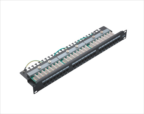 1U 19inch 24port(3*8) Patch Panel Right Angle Cat.5e and Cat.6 type