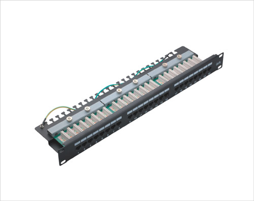 1U 19inch 24port(3*8) Patch Panel Right Angle Cat.5e and Cat.6 type