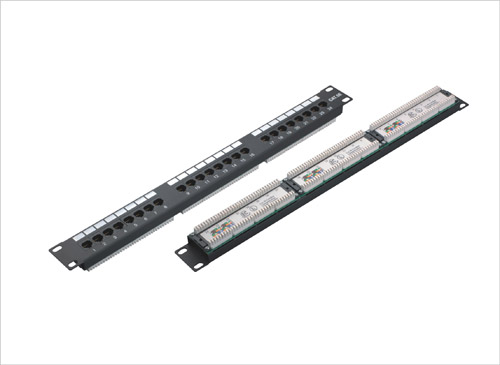 1U 19 inch 24 port(3*8) Patch Panel Cat.5e and Cat.6 type