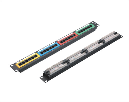 1U 19inch 24port(4*6) Colour Patch Panel Cat.5e and Cat.6 type