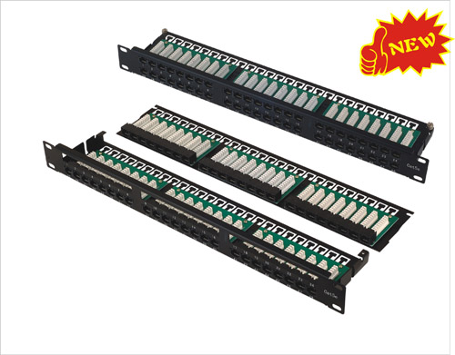 1U 19inch 48port(6*8) Patch Panel Right Angle Cat.5e and Cat.6 type